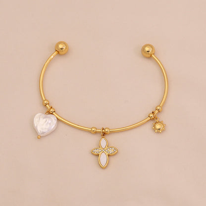 C-Shaped Pearl Bangle