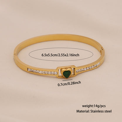 Vintage Gold-Plated Emerald Glass Bangle