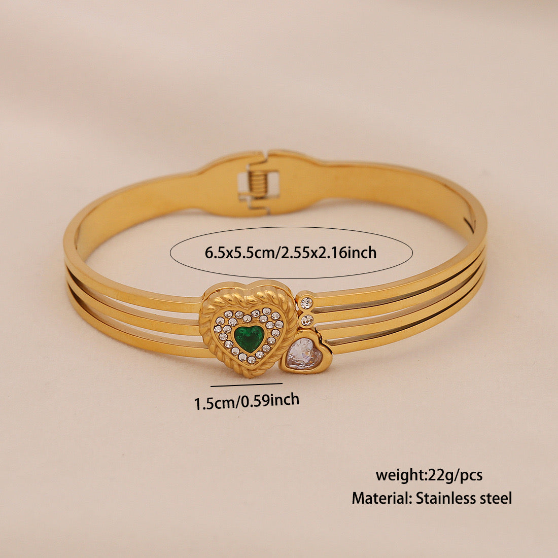 Vintage Gold-Plated Emerald Glass Bangle