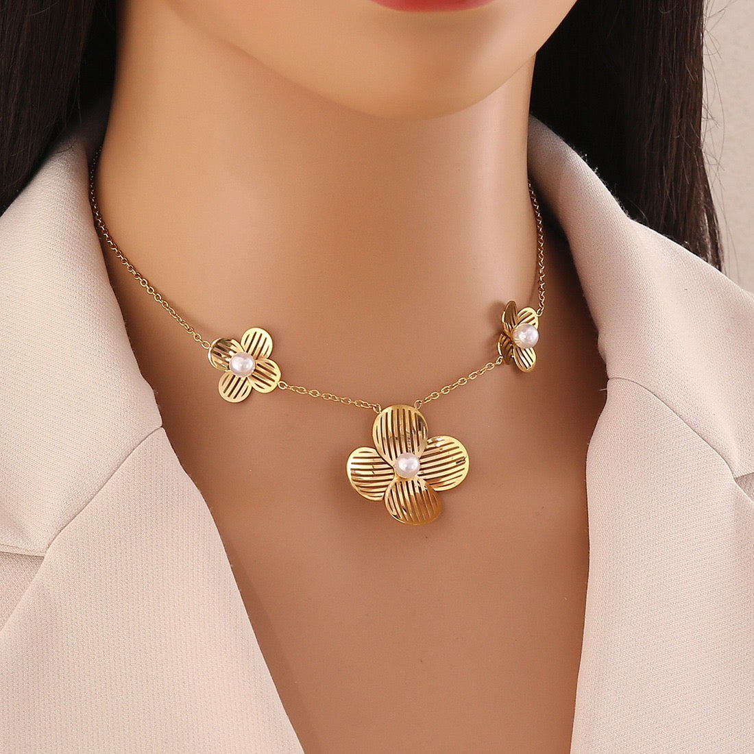 Flower Pendant Stainless Steel Necklace