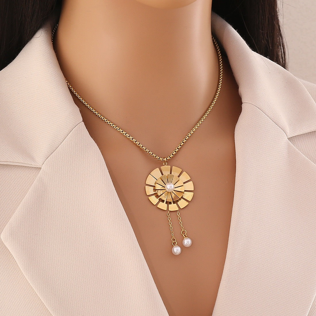 Flower Pendant Stainless Steel Necklace