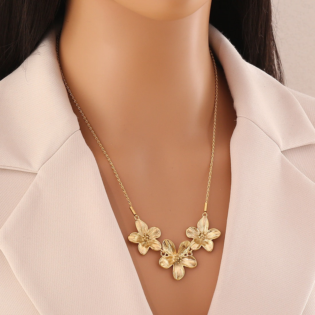 Flower Pendant Stainless Steel Necklace