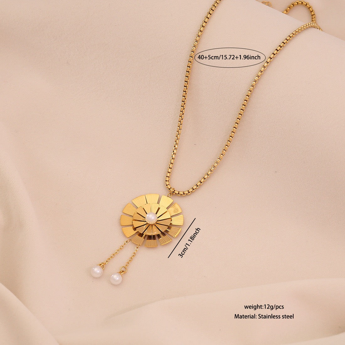 Flower Pendant Stainless Steel Necklace