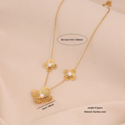 Flower Pendant Stainless Steel Necklace