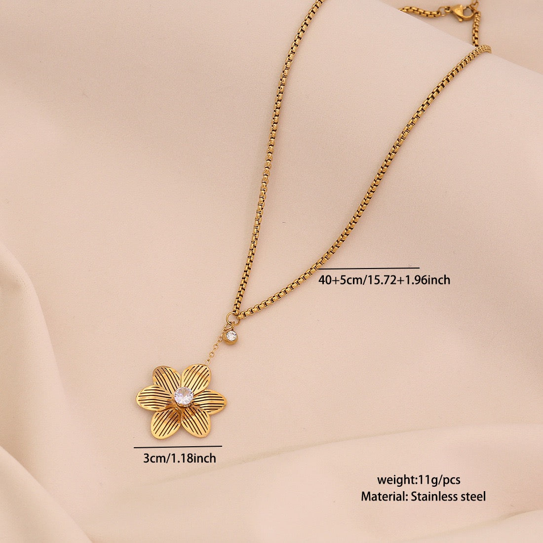Flower Pendant Stainless Steel Necklace