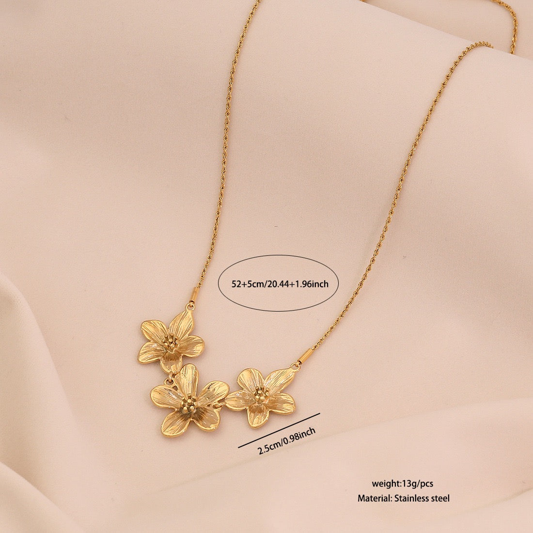 Flower Pendant Stainless Steel Necklace