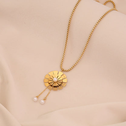 Flower Pendant Stainless Steel Necklace