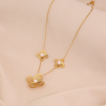 Flower Pendant Stainless Steel Necklace