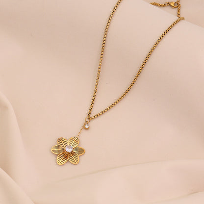 Flower Pendant Stainless Steel Necklace