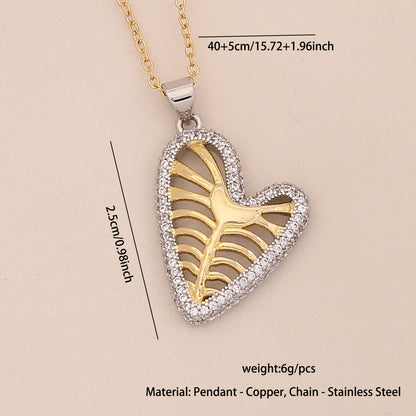 Dual-Tone Heart Pendant Necklace