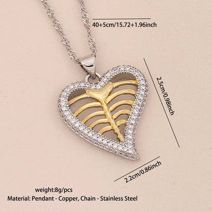 Dual-Tone Heart Pendant Necklace