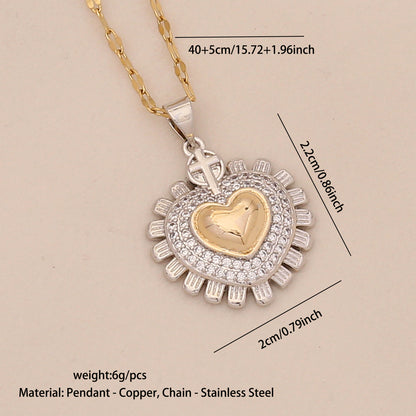 Dual-Tone Heart Pendant Necklace