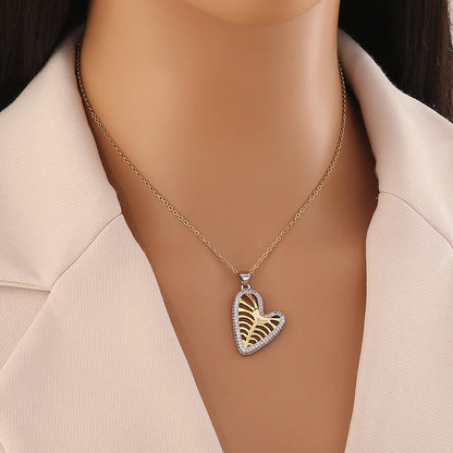 Dual-Tone Heart Pendant Necklace