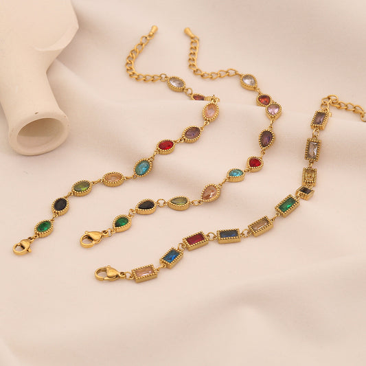 Exotic Colourful Stainless Steel Teardrop Bracelet