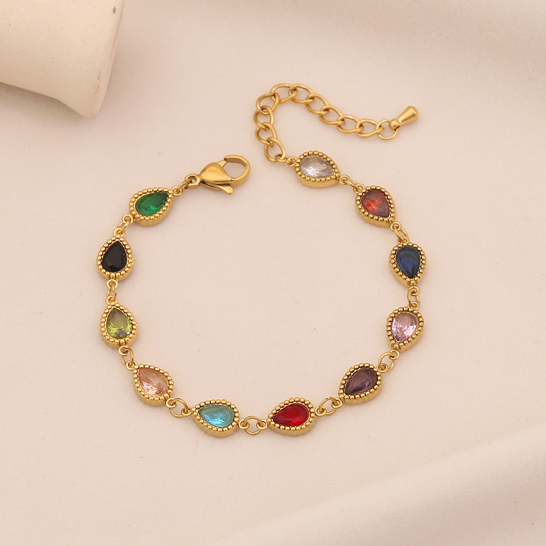 Exotic Colourful Stainless Steel Teardrop Bracelet