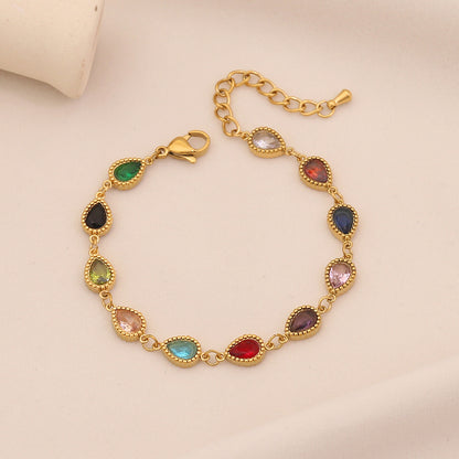 Exotic Colourful Stainless Steel Teardrop Bracelet