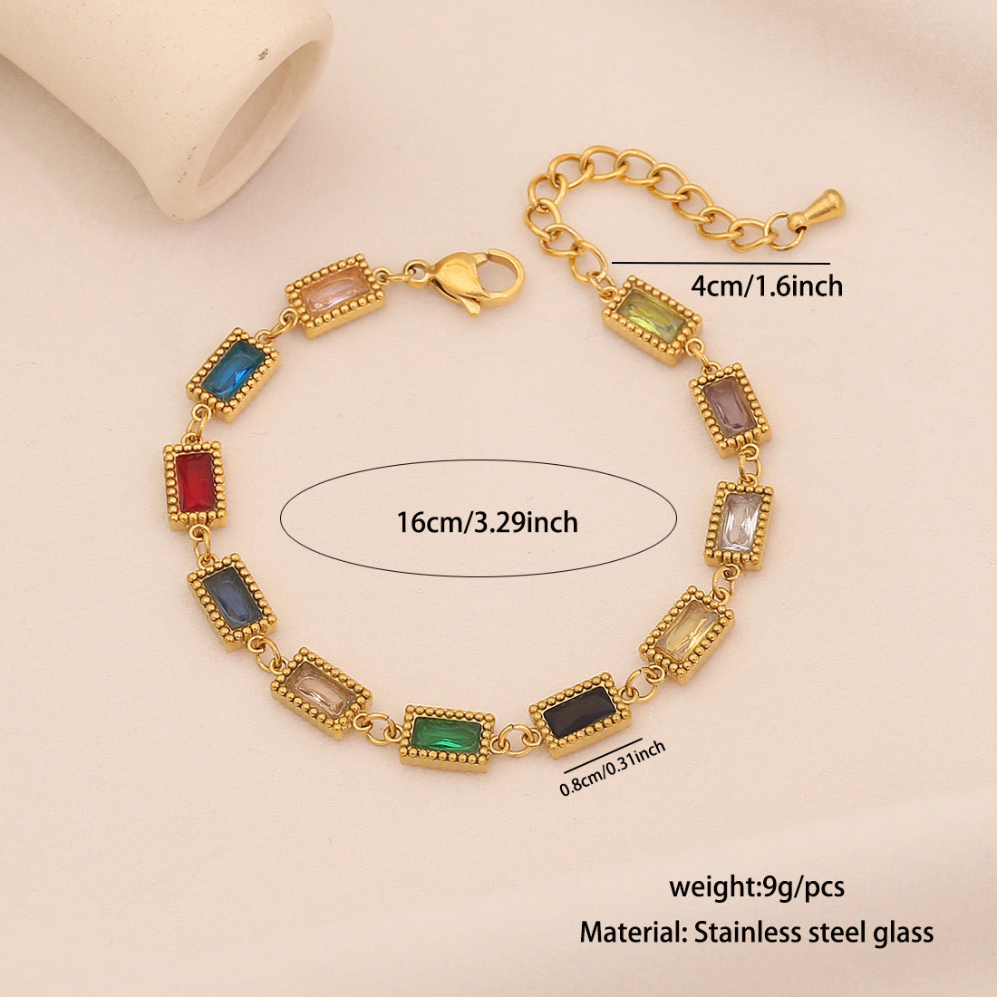 Exotic Colourful Stainless Steel Teardrop Bracelet