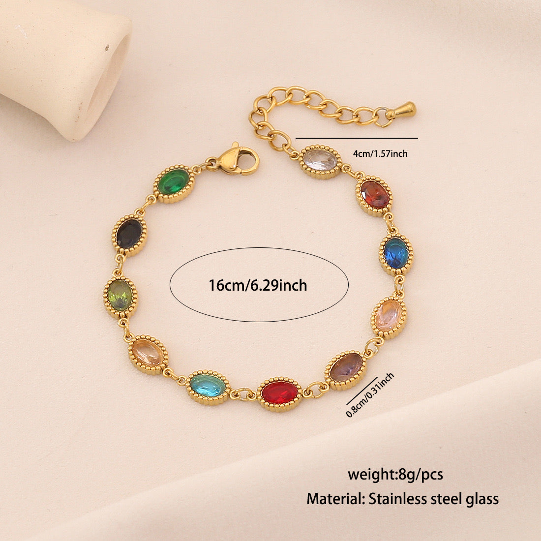 Exotic Colourful Stainless Steel Teardrop Bracelet