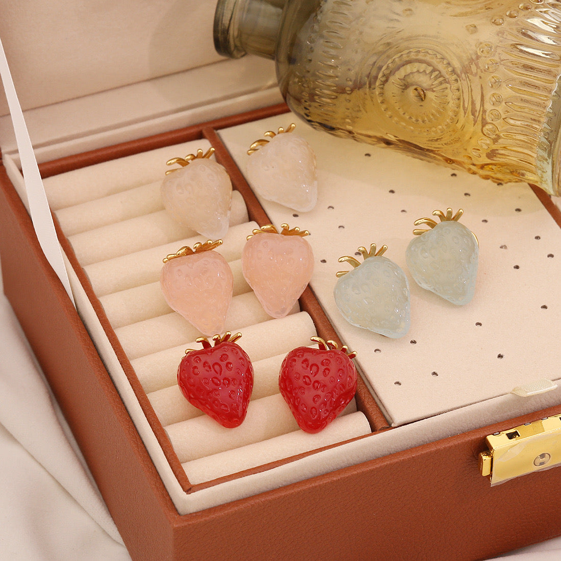 Cute Strawberry Stainless Steel Stud Earrings