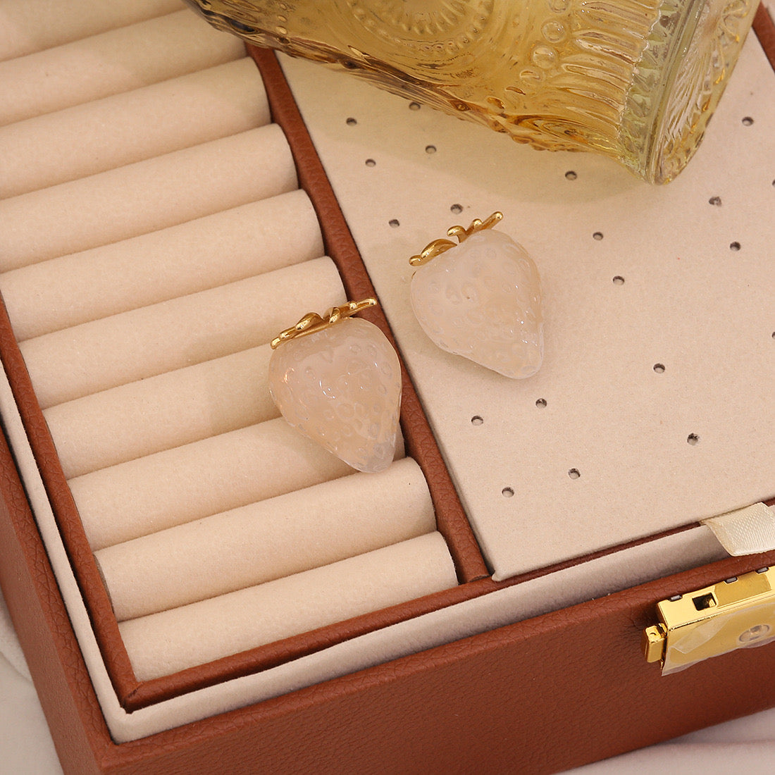 Cute Strawberry Stainless Steel Stud Earrings