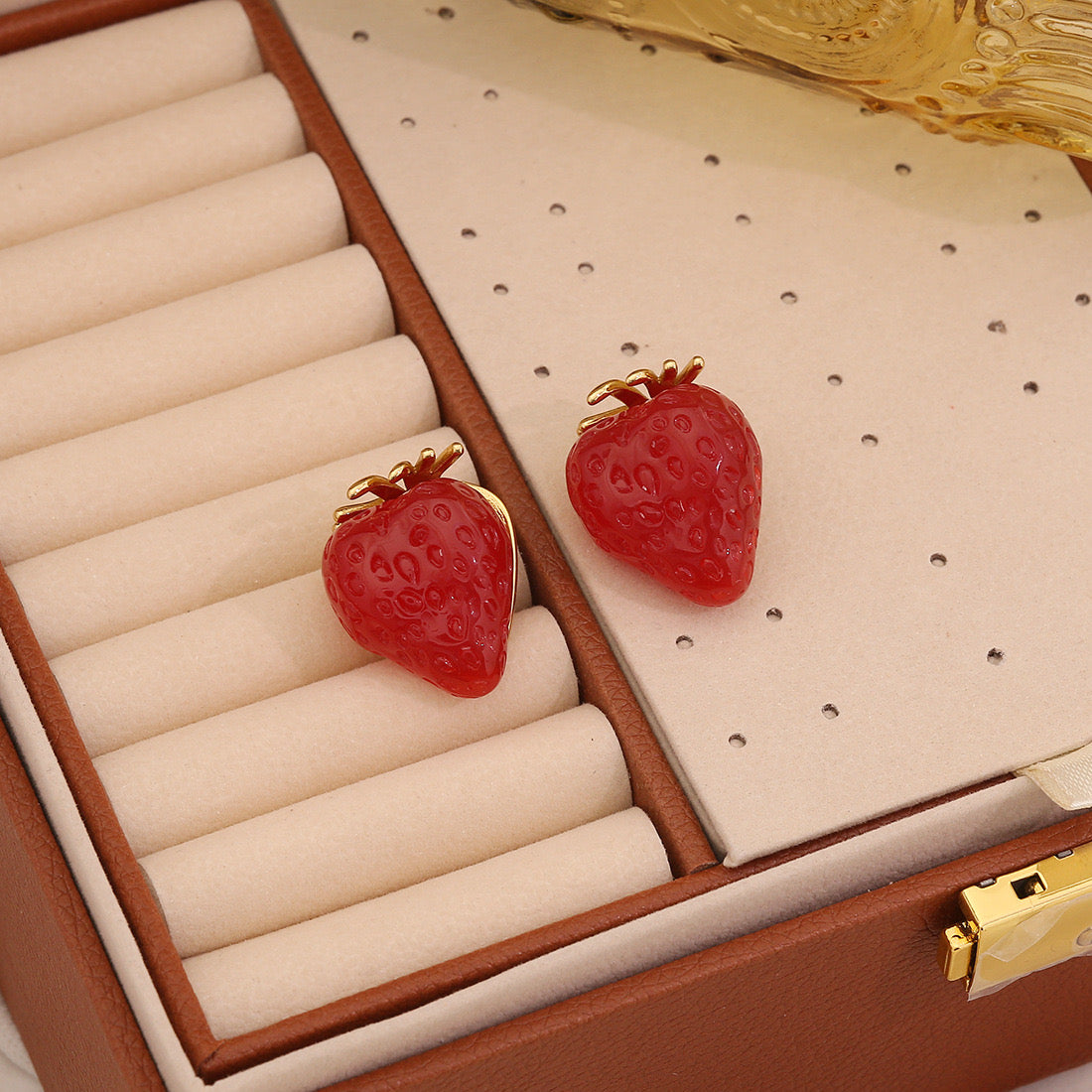 Cute Strawberry Stainless Steel Stud Earrings