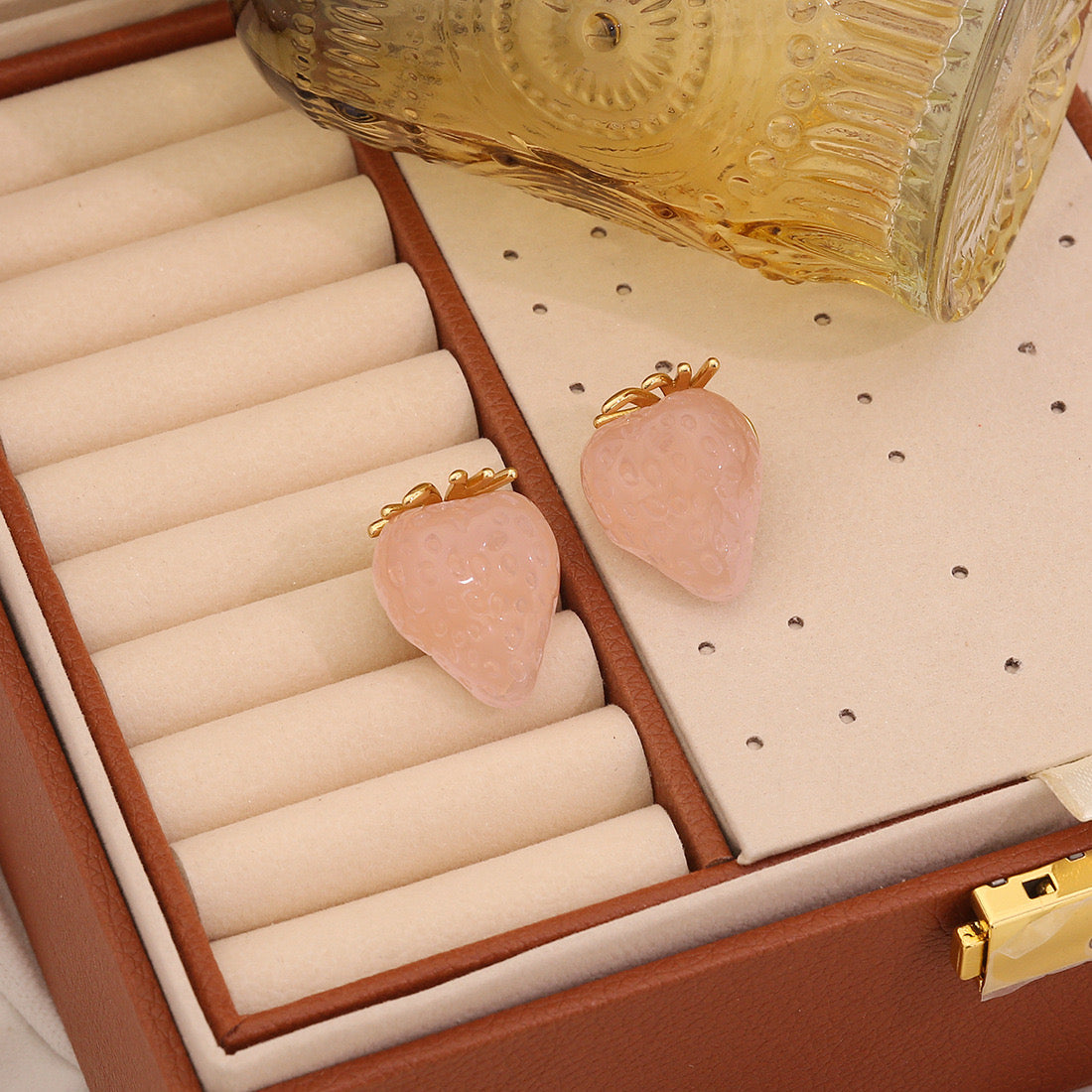 Cute Strawberry Stainless Steel Stud Earrings