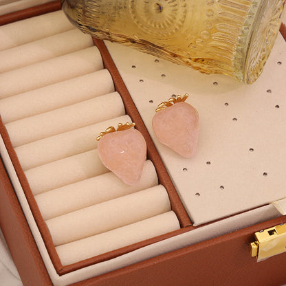 Cute Strawberry Stainless Steel Stud Earrings