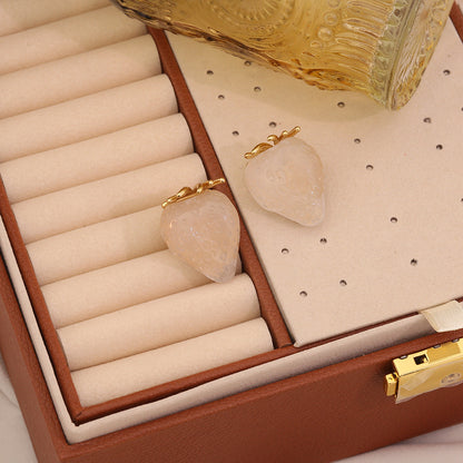 Cute Strawberry Stainless Steel Stud Earrings