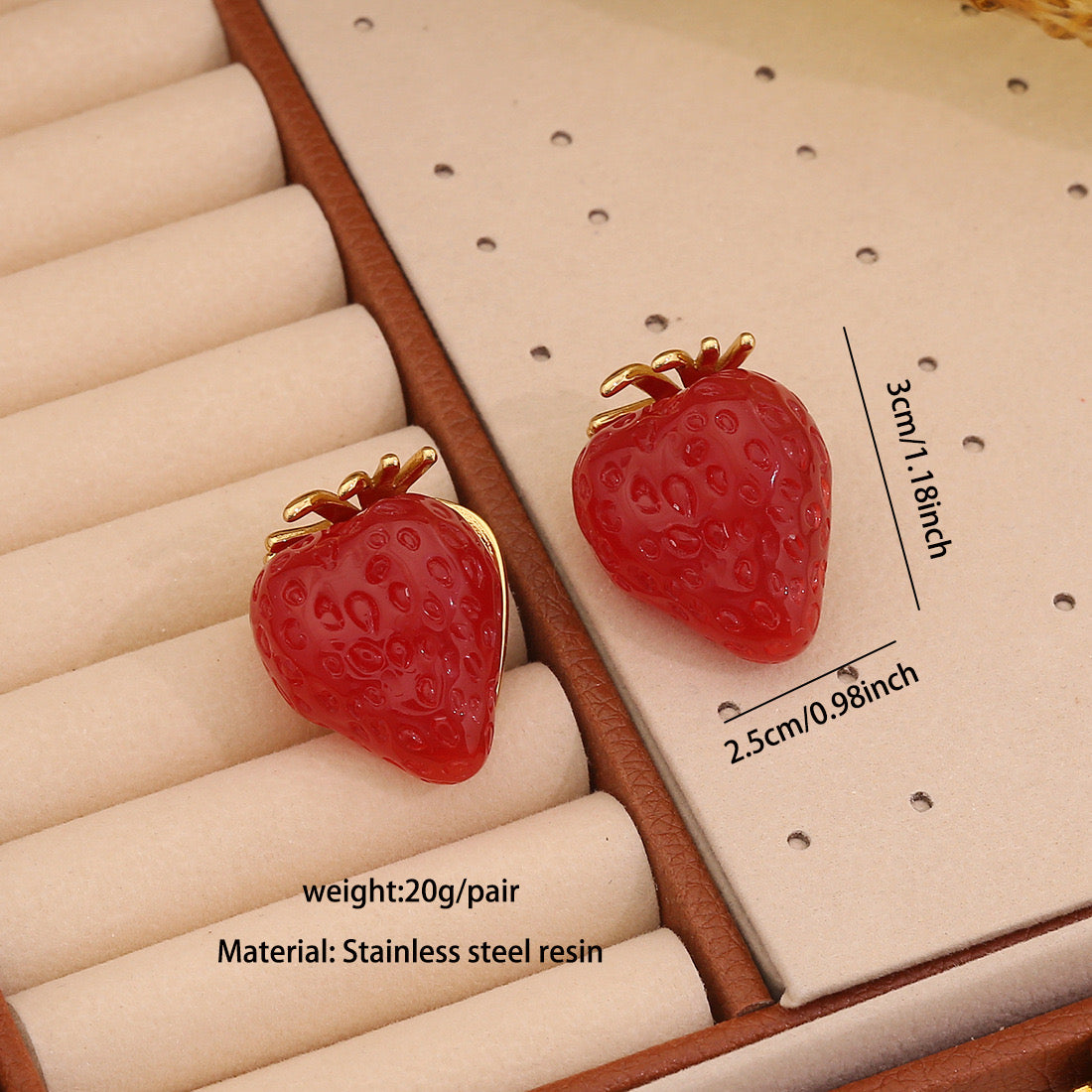 Cute Strawberry Stainless Steel Stud Earrings
