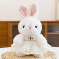 White Bunny in Lace Pearl Skirt