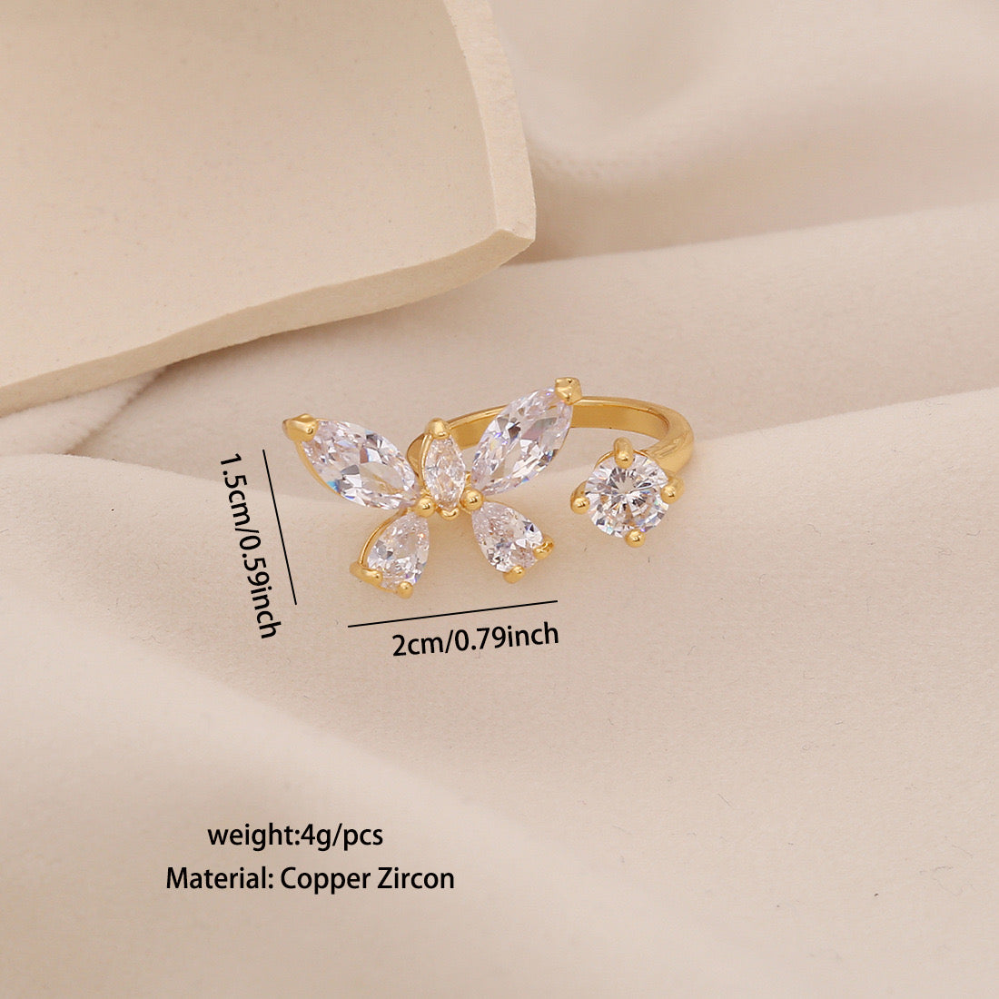 Zircon Butterfly Open Ring