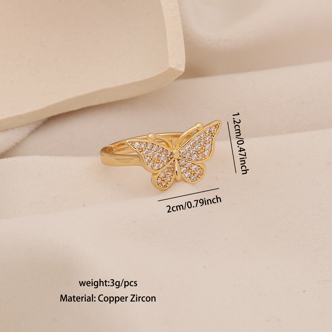 Zircon Butterfly Open Ring