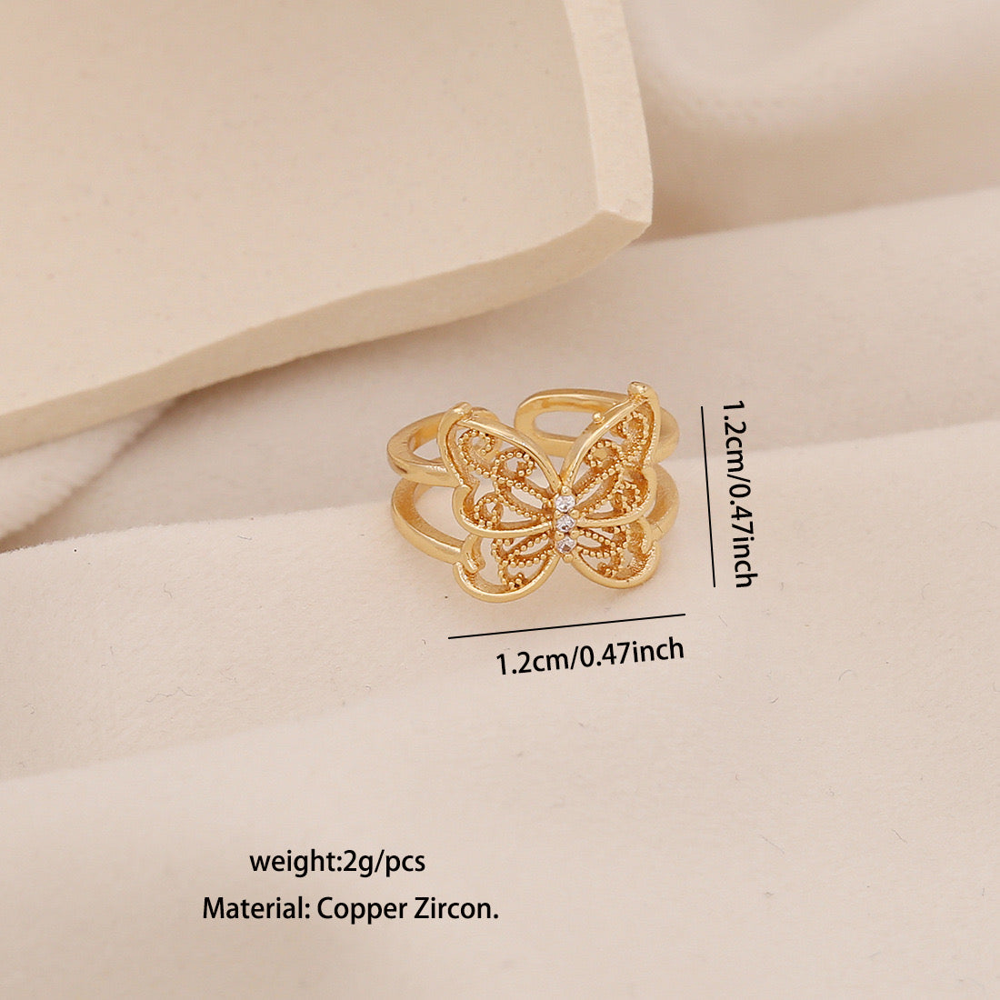 Zircon Butterfly Open Ring