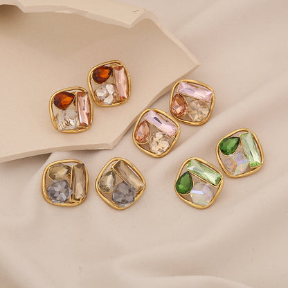 Spring Colour Geometric Square Stud Earrings