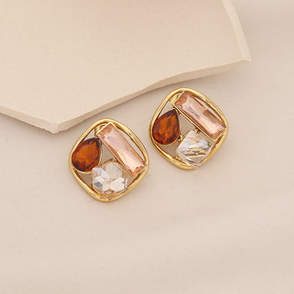 Spring Colour Geometric Square Stud Earrings