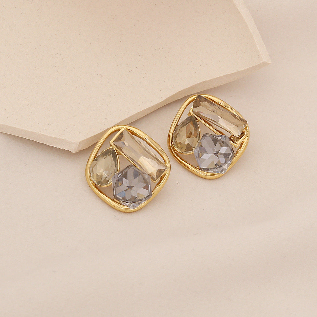 Spring Colour Geometric Square Stud Earrings