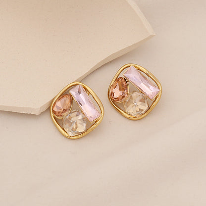 Spring Colour Geometric Square Stud Earrings