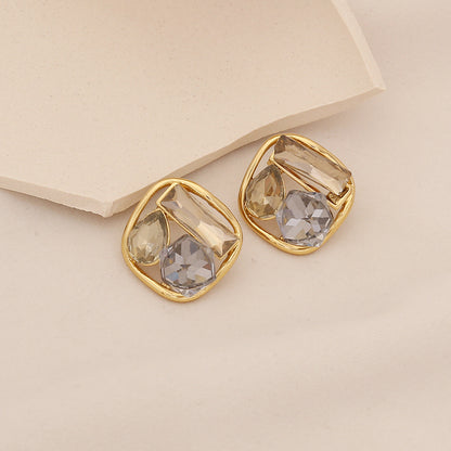 Spring Colour Geometric Square Stud Earrings