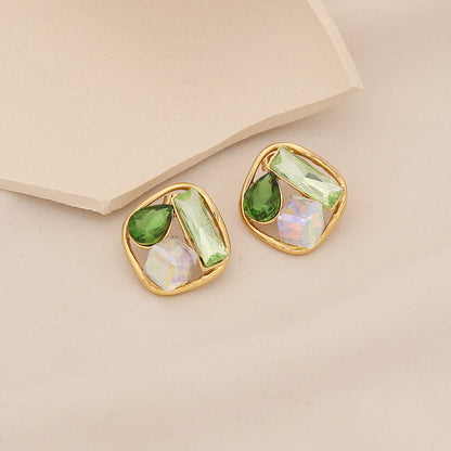 Spring Colour Geometric Square Stud Earrings