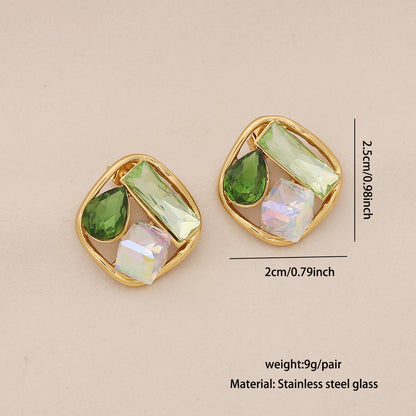 Spring Colour Geometric Square Stud Earrings