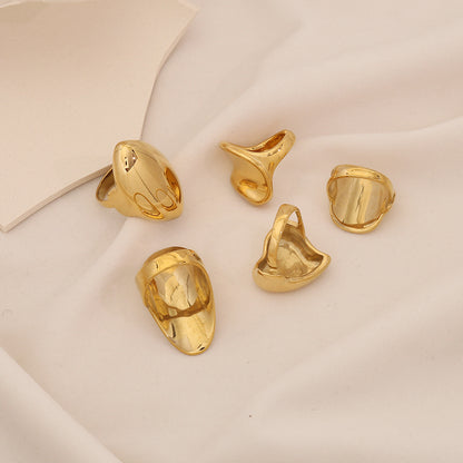 Geometric Titanium Steel Open Ring