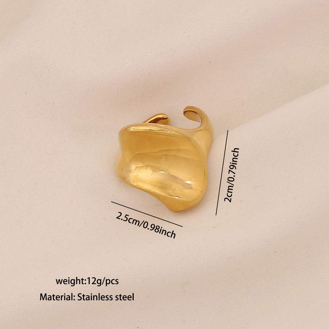 Geometric Titanium Steel Open Ring