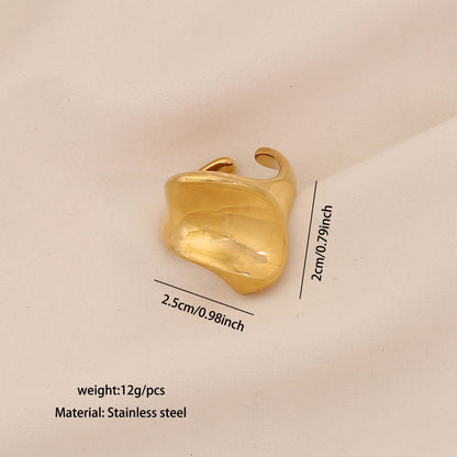 Geometric Titanium Steel Open Ring