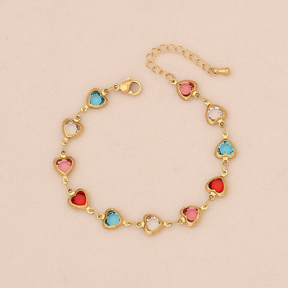 Colourful Heart Stainless Steel Bracelet