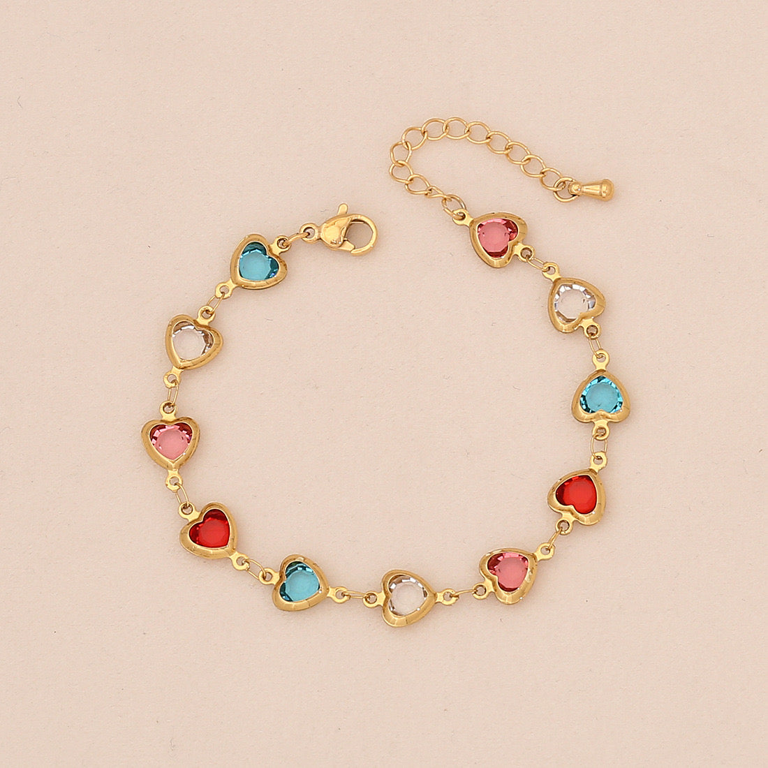 Colourful Heart Stainless Steel Bracelet