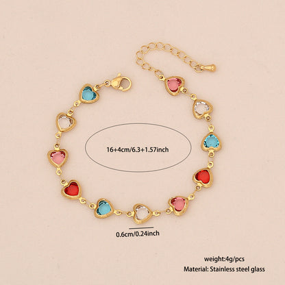 Colourful Heart Stainless Steel Bracelet