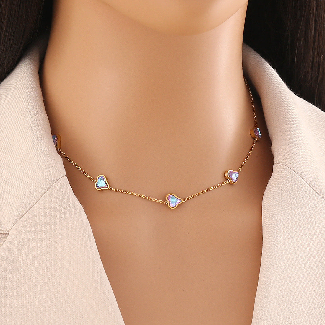 Heart & Butterfly Stainless Steel Pendant Necklace