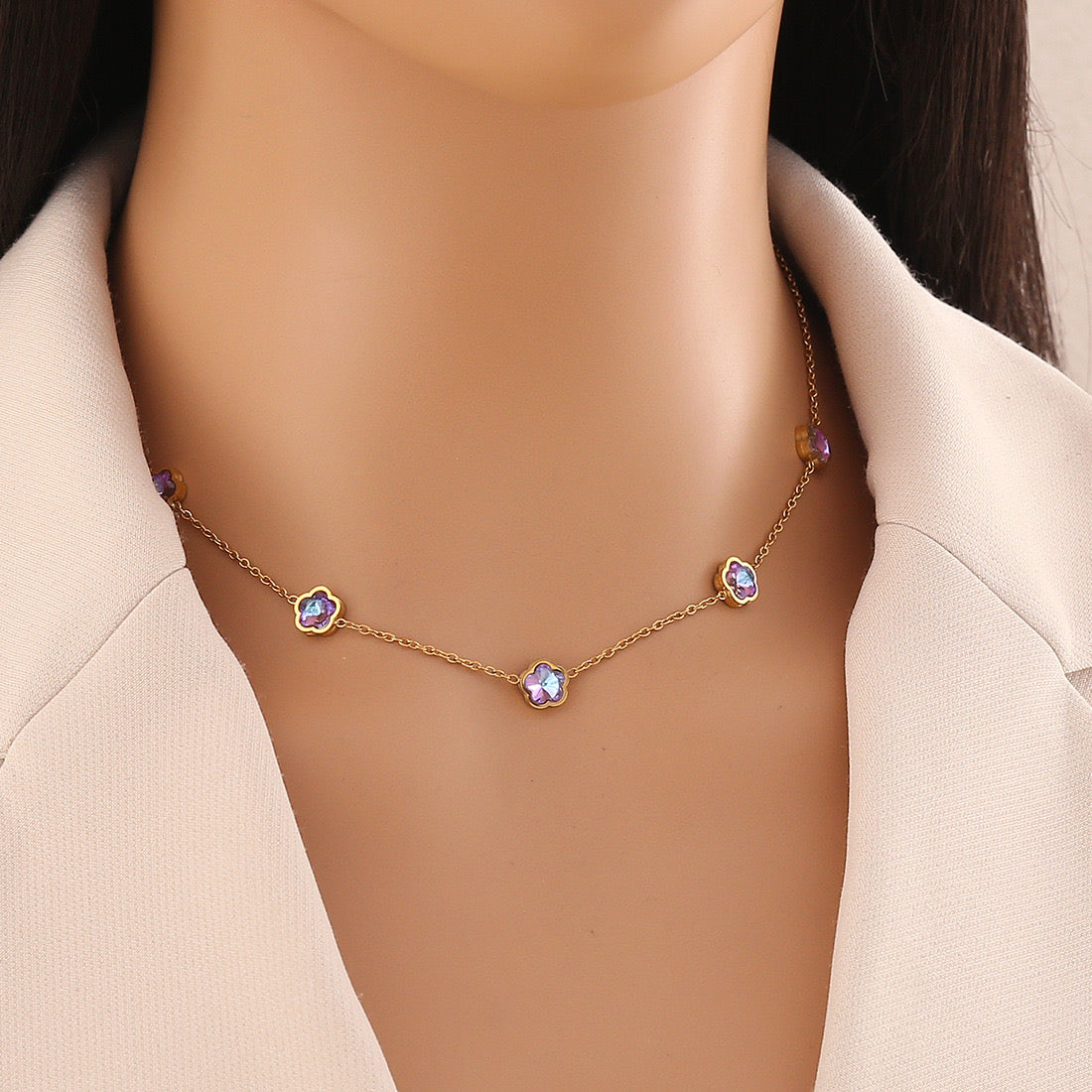 Heart & Butterfly Stainless Steel Pendant Necklace