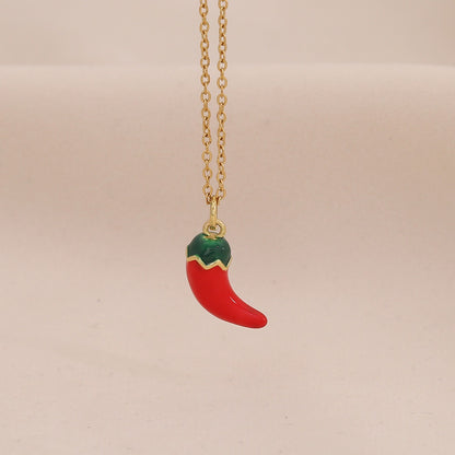 Fruit, Lips & Chilli Stainless Steel Pendant Necklace