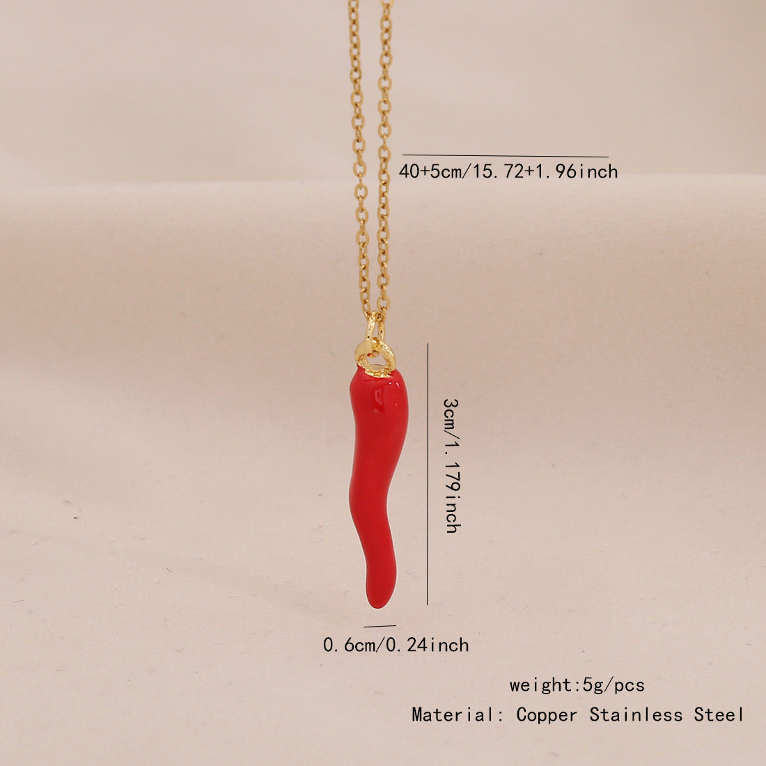 Fruit, Lips & Chilli Stainless Steel Pendant Necklace